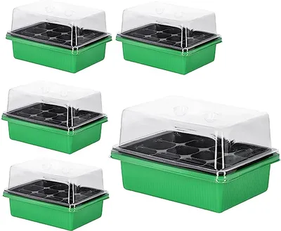 Imagen del producto de KOTARBAU® Juego de 5 cajas de cultivo con bandejas germinadas para el cultivo de semillas de plantas (12 semillas)