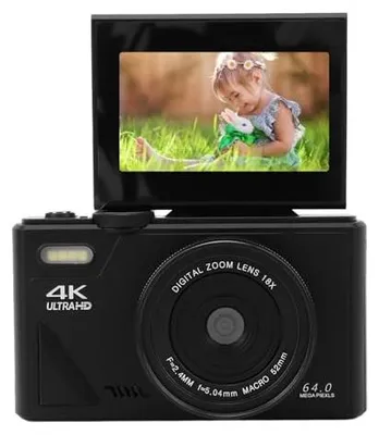 Obrázek produktu pro Digitální kamera 64 MP - 4K vlog kamera - 18x zoom - 3 palcový skládací displej