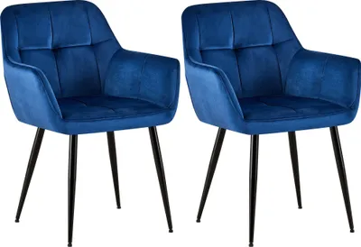 Produktbild von 2er Set Esszimmerstuhl HLO-CP15 Samt  blau