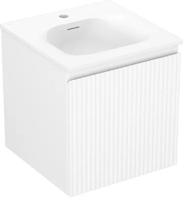 Obrázek produktu pro Mexen Rivel koupelnová skříňka 45 cm s umyvadlem Vela, 1 zásuvka, drážkovaná, bílá matná - 91A20-04547-1-BF01-W23M01