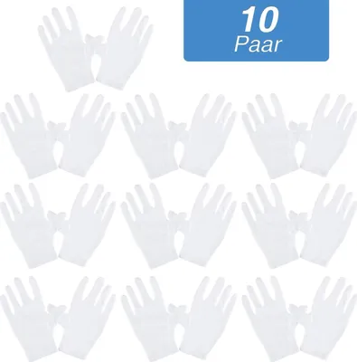 Produktbild von 10 Paar Weiße Handschuhe Baumwolle, Größe XL, Stoff Handschuhe Weiss, Care Baumwollhandschuhe, Bequem und Atmungsaktiv, für Hautpflege, Schmuck Untersuchen, Tägliche Arbeit usw