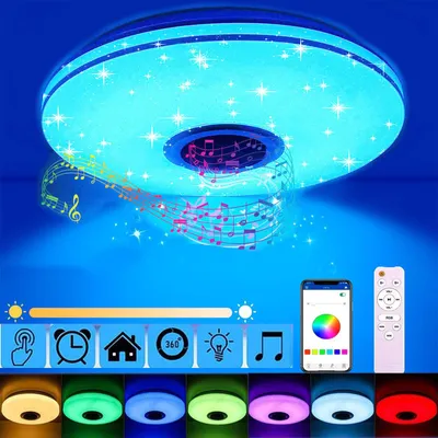 Produktbild von 50W Musik LED Deckenleuchte mit Bluetooth Lautsprecher, 30cm RGB Deckenlampe mit Fernbedienung und APP, für Schlafzimmer Wohnzimmer Badezimmer