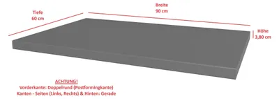Produktbild von Arbeitsplatte 90 cm 38mm Anthrazit matt Küche Nessa Scandi Old Style Ava-AR Luna