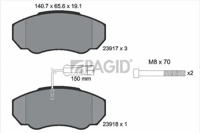 Produktbild von PAGID Bremsbeläge Satz Vorne Bremsklötze für FIAT Ducato Kastenwagen (250, 290) T1354N