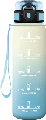 Produktbild von Trinkflasche BPA-frei, 1 Liter, auslaufsicher, mit Zeitmarkierung, für Kinder und Erwachsene
