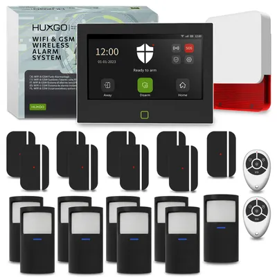 Produktbild von HUXGO HXA700 Black Edition WLAN GSM 4G Alarmanlage 18 Sensoren Tuya Smart App