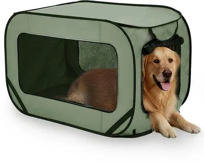 Zdjęcie produktu dla Składana buda dla psa o wymiarach 94 x 53 x 53 cm - Przenośna buda transportowa dla psów i kotów do 29,5 kg - Wykonana z tkaniny Oxford - Idealna do samochodu, na kemping