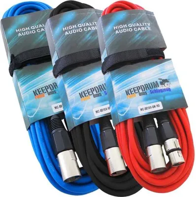 Zdjęcie produktu dla keepdrum MC-001XX 6m kabel mikrofonowy BL - RD - BK 3 szt