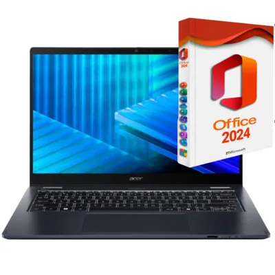Produktbild von Acer Travelmate P4 Spin, Core Ultra 5, 16GBDDR5-RAM, 512GB SSD, Windows 11 Pro + MS Office 2024 Pro, (14"), Thunderbolt, Touchscreen, 2in1 Convertible