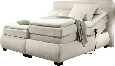 Produktbild von Boxspringbett >EVOLUTION< Liegefläche 160x200cm, Motorverstellung, sand - 190x122x220 (BxHxT)