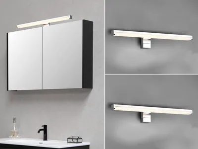 Produktbild von LED Wandlampen Set für Bad & WC Chrom 40cm Spiegelklemmleuchten Schminklicht