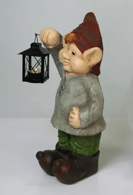 Produktbild von Gartenzwerg Wichtel Zwerg m.Laterne Gartenfigur Deko Skulptur Dekofigur Keramik