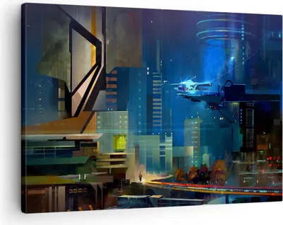 Produktbild von Bild auf Leinwand - Leinwandbild - Fantasie Stadt - 70x50cm - Wand Bild - Wanddeko - Wandbilder - Leinwanddruck - Bilder - Kunstdruck - Wanddekoration - Leinwand bilder - Wandkunst - AA70x50-3890