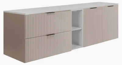 Obrázok produktu pre Sada do kúpeľne: Skrinka s zásuvkami, farba kašmír/biela, šírka 180 cm
