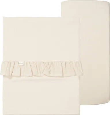 Produktbild von Kinderlake und Spannbettlaken ruffle Kombipaket Fa-warm white