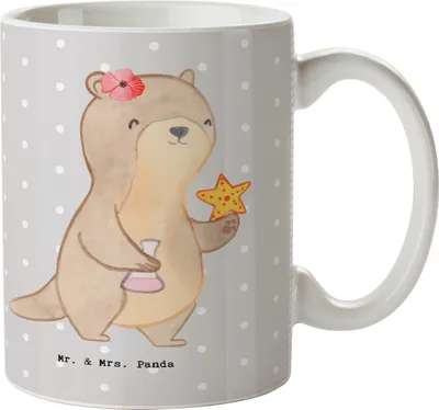Produktbild von Mr. & Mrs. Panda Tasse Meeresbiologin Herz - Grau Pastell - Geschenk, Naturwissenschaftlerin, Studium, Kaffeebecher, Trinkbecher, Kaffeetasse, Teetasse, Teebecher