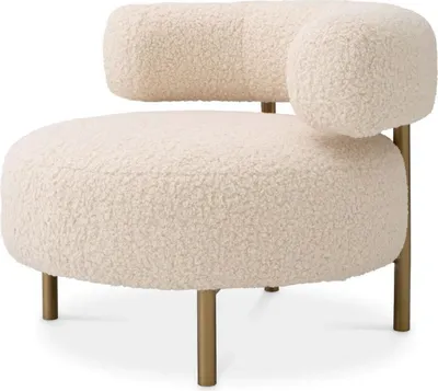 Produktbild von Casa Padrino Luxus Sessel Creme / Messing 85 x 80 x H. 65 cm - Wohnzimmer Sessel - Hotel Sessel - Wohnzimmer Möbel - Luxus Möbel - Wohnzimmer Einrichtung - Luxus Einrichtung - Möbel Luxus