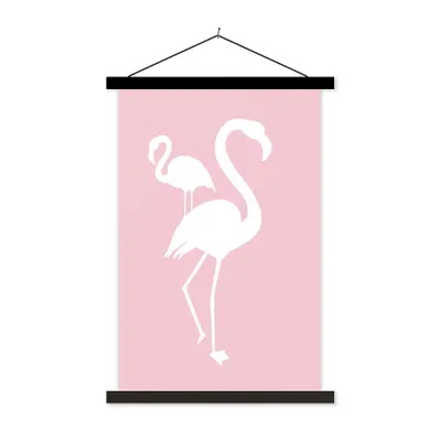 Produktbild von MuchoWow® Textilposter Rosa - Weiß - Flamingo 120x180 cm mit schwarzem Rahmen - Fotos