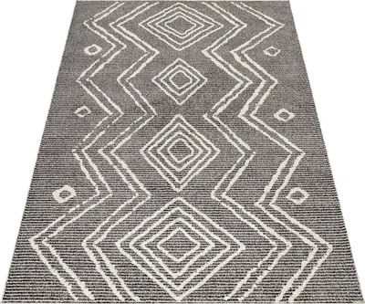 Produktbild von Kurzflor Teppich Wohnzimmer Beige 140x200 Rechteck Berber-Design aus Polyester