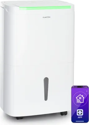 Image de Klarstein DryFy Connect 30L Déshumidificateur Intelligent, 30L/24h, Wi-Fi App, Réservoir 5L, Minuterie 24h, Déshumidificateur d'Air pour Salle de Bain & Chambre, Pièces 25-30m², Blanc