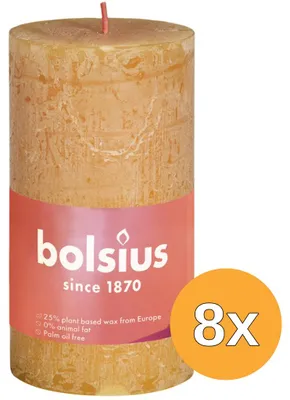 Productafbeelding van 8x Bolsius Rustiekkaars Shine 100/50 Honeycomb Yellow (1 stuk)