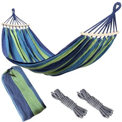 Productafbeelding van Outdoor Hangmat met Stang - Ideaal voor Camping en Tuin - 190 x 100 cm