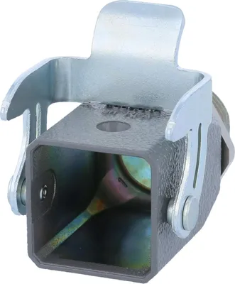 Productafbeelding van HARTING Han 3A, inbouwbehuizing, kort, met rechte kabelaansluiting 1xM20, met 1 beugel en 1 veiligheidsbeugel, metaal - 1 stuk