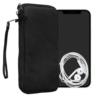 Produktbild von kwmobile Handy Tasche kompatibel mit Smartphones XXL - 7" Hülle - Canvas Handyhülle mit Mikrofaser Inlay in Schwarz - Handytasche mit 17,7 x 8,5 cm
