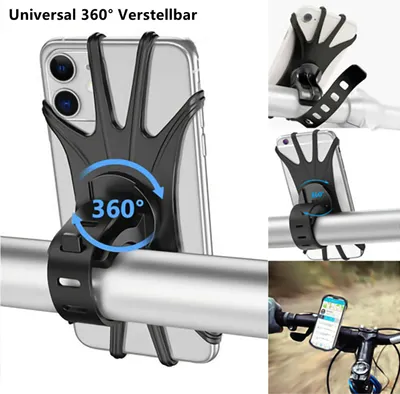 Produktbild von Handy-Halterungen(schwarz),Universal 360° Verstellbar Fahrrad Handy Halter,abnehmbare Handy Halterung für iPhone Samsung alle 4.0-6.0 Zoll Geräte