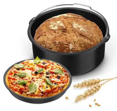 Obrázok produktu pre Príslušenstvo na fritézu s horúcim vzduchom: forma na koláče a panvica na pizzu, čierna, 7 palcov