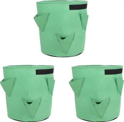 Produktbild von 3 Stück Erdbeer-Pflanzsäcke aus Filz mit 6 Löchern, 26 l/7 Gallonen, Grün