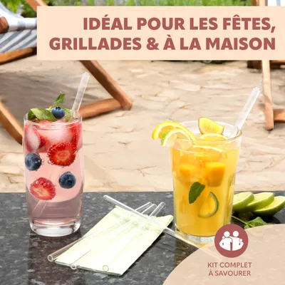 Image de Pailles en verre Bremermann, 12 pièces, longueur 15 cm, avec 4 brosses de nettoyage