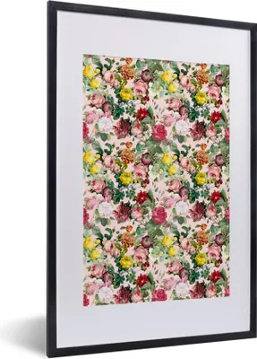 Produktbild von MuchoWow® MuchoWow® Gerahmtes Poster Rosen - Blumen - Collage - Gelb 40x60 cm - Poster mit zchwarzem Bilderrahmen - Poster in Rahmen