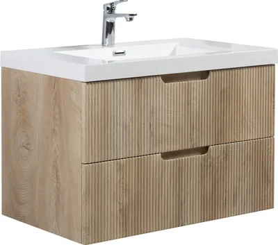 Produktbild von Badezimmer Badmöbel-Set Thermis 80 cm – Eiche Hell – Badezimmermöbel mit Waschbecken