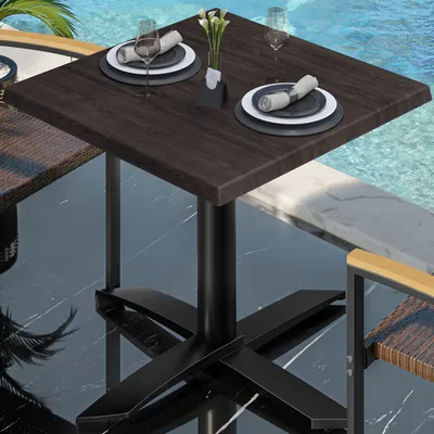Produktbild von WTG | Bistro Außen Tisch | B: T: H:  60 x 60 x 75,5 cm | Wenge / Schwarz | Quadratisch | Bistro Tisch Gastro Tisch