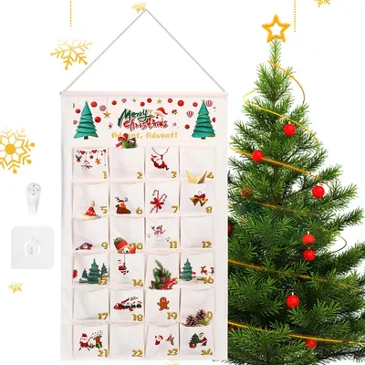 Stoff-Adventskalender zum Befüllen, 24 Taschen, 114x70 cm, wiederverwendbar