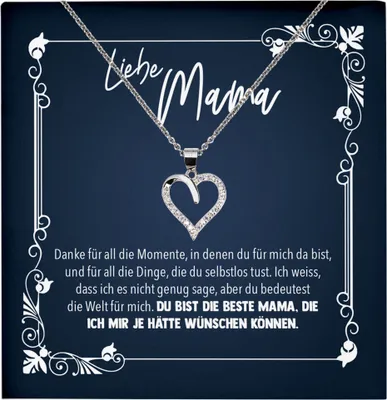 Produktbild von 22Feels Echt Silber Halskette - Liebe Mama Geschenk Geburtstag Muttertag Mutter Schmuck Set für Frauen - Herz Anhänger, Karte