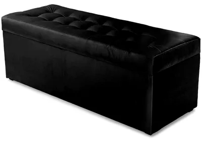 Produktbild von MG Design Polsterhocker Schwarz 45x120 cm - Stauraum 140L, bis 300 kg belastbar, sofort einsatzbereit, pflegeleicht, für Wohnzimmer & Flur