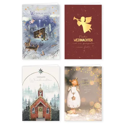 Produktbild von PremiumLine Weihnachtskarten Set 8 Stück mit Umschlag Gesegnete Weihnachten religiöse Grußkarte zur Weihnachtszeit Klappkarte