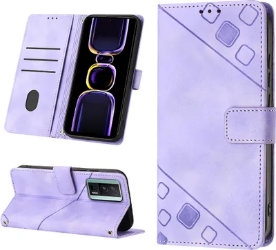 Produktbild von Hülle für Xiaomi Poco F5 Pro /Redmi K60 /K60 Pro Prägung Flip Leder Brieftasche Schutzhülle mit Ständer Lila