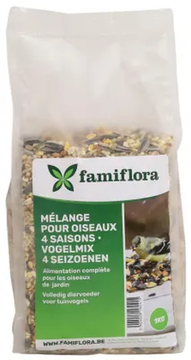 Produktbild von Famiflora Winter-Streufutter - 1kg - 4-Jahreszeiten-Mischung - Energiereich - Winterfutter für Gartenvögel - Vogelfutter