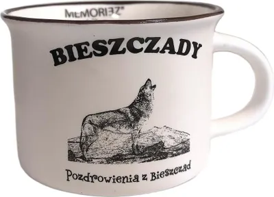 Image de Montagnes des Bieszczady. Tasse en céramique. Blanche.