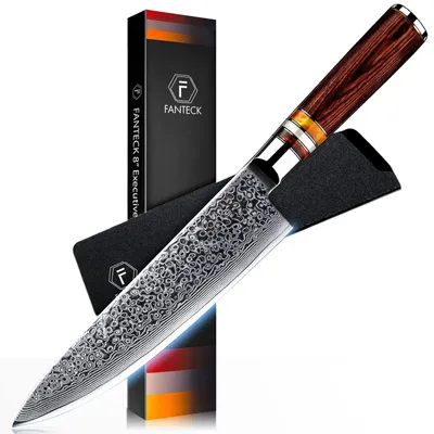 Damastmesser 20 cm, VG-10 Stahl, japanisches Kochmesser mit Pakkaholzgriff