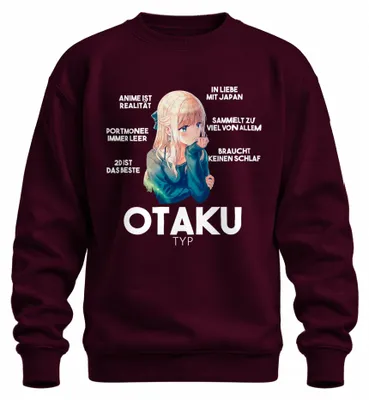 Imagen del producto de OTAKU TYP: El anime es la realidad. Portafolletos siempre vacíos. Manga. Japón. Sudadera uni, color burdeos, talla S
