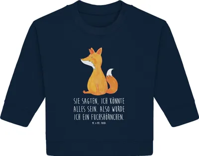 Produktbild von Mr. & Mrs. Panda Organic Baby Pullover Einhorn Wunsch 6. - 12. Monat - French Navy - Geschenk, Fuchshörnchen, Fuchs, Bullover, Unicorn, Einhörner, Unicorns, Füchse