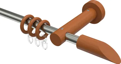 Produktbild von Interdeco Gardinenstange / Vorhangstange Edelstahl / Kirschbaum lackiert, Typ Adrian Franca (Schräge), 16 mm Ø 1-läufig, 240 cm