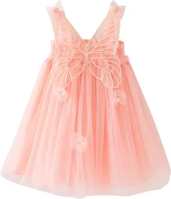 Produktbild von ASKSA Prinzessinnenkleid fuer Kleinkinder Kleinkind Maedchen aermellos Schmetterling Tuell Spitze Rueschen Kleid Tanz Party Prinzessin Kleider, Hellrosa, Groesse: 110