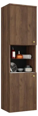 Produktbild von MIRJAN24 Badezimmerschrank Kertos, Badmöbel Hochschrank, Badezimmer (Farbe: Nuss Warmia / Nuss Warmia + Marmor Bianco)