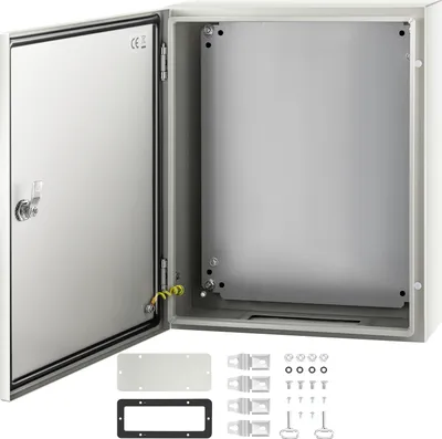 Image de VEVOR Boîtier en acier NEMA, 20 x 16 x 6\'\' Boîtier deen acier NEMA 4X, IP66 étanche à l'eau et à la poussière, boîtier de raccordement électrique pour l'extérieur/intérieur, avec plaque de montage