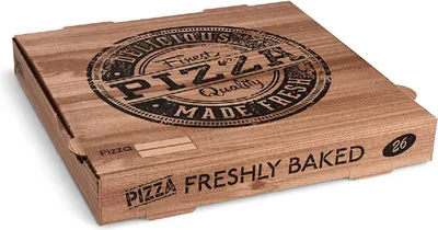 Produktbild von 100 Pizzakarton aus Mikrowellpappe kraft 26 x 26 x 4 cm